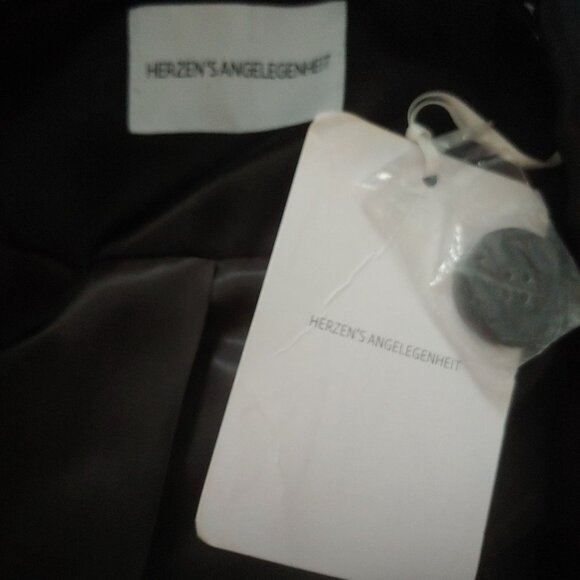 Herzen's Angelegenheit Black Satin Womens Blazer 2 Button Pockets Dressy 40 - Picture 10 of 13